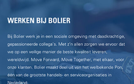 Overzicht van de vernieuwde mobiele website van Bolier